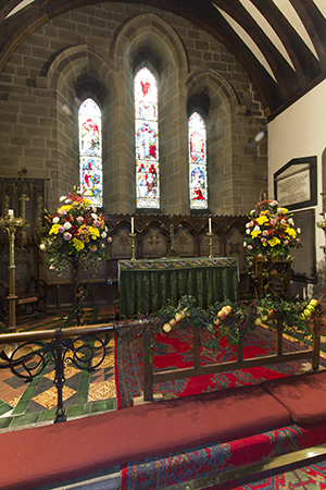 Eyam Church decorated for harvest